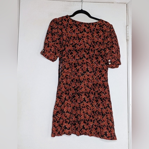 Free People Provence Floral Retro Bohemian Mini Dress CP Sleeve Flower Pattern - Picture 5 of 7